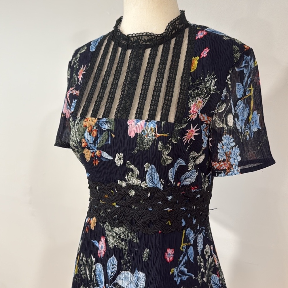 Anthropologie Foxiedox Blue Dainty Floral Pleated Chiffon
Mini Dress - Picture 5 of 9